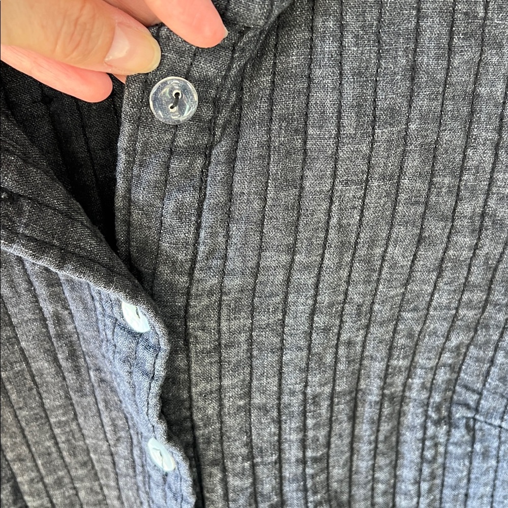 Russ Berens Sz S Linen Blend Quilted Shirt-Jacket Navy Stone Washed Lagenlook - Picture 8 of 11